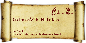Csincsák Miletta névjegykártya